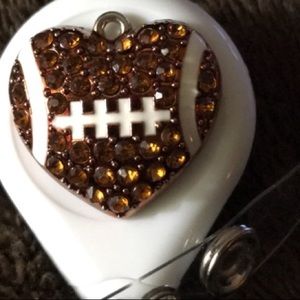 3/$66 Heart shaped football  badge reel